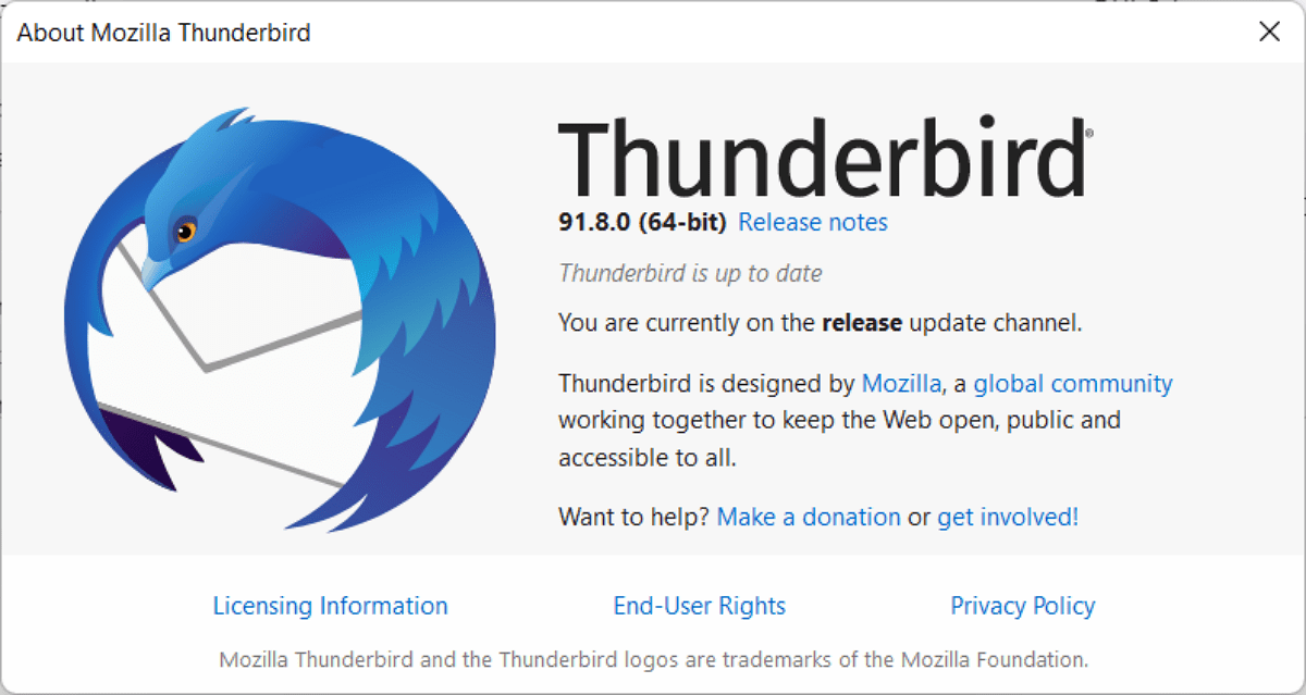 Thunderbird 91.8.0 对 Google Mail 帐户进行了重要更改
