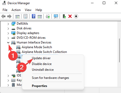 Device-Manager-Human-Interface-Devices-touchscreen-device-right-click-Update-driver