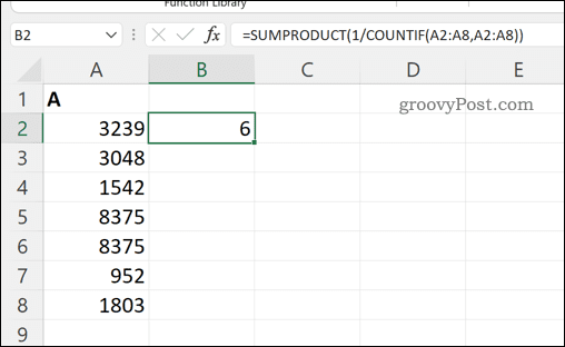 Excel-Calculate-Unique-Values