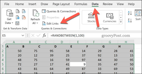 Excel-Edit-Links-Option