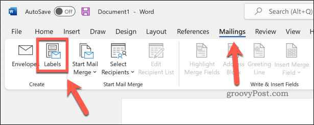 Word-Mailings-Labels-Option