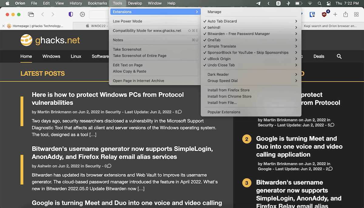 orion browser safari extensions
