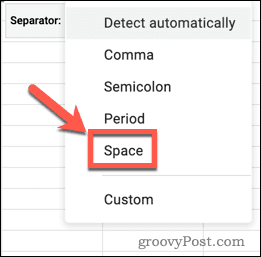 google-sheets-space-separator