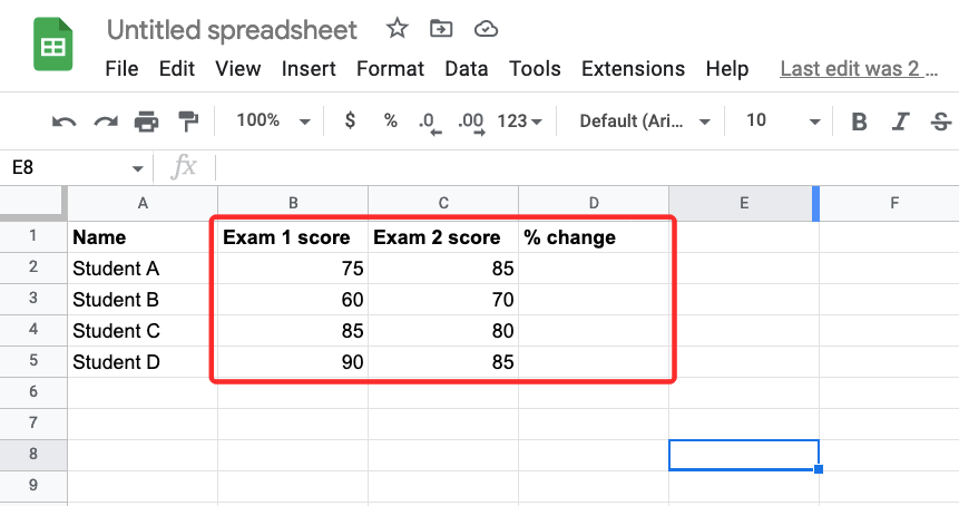 calculate-percentage-changes-in-google-sheet-10-a