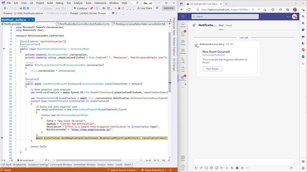 Screenshot-of-Visual-Studio-2022-17.3-dside-by-side-with-a-preview-of-a-Teams-app-being-developed-1024x576-1