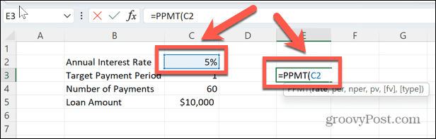 use-PPMT-excel-interest-rate