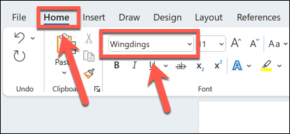type-arrows-word-select-font