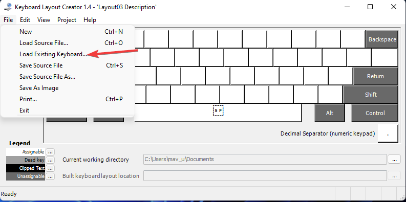 load-exisisting-keyboard-option