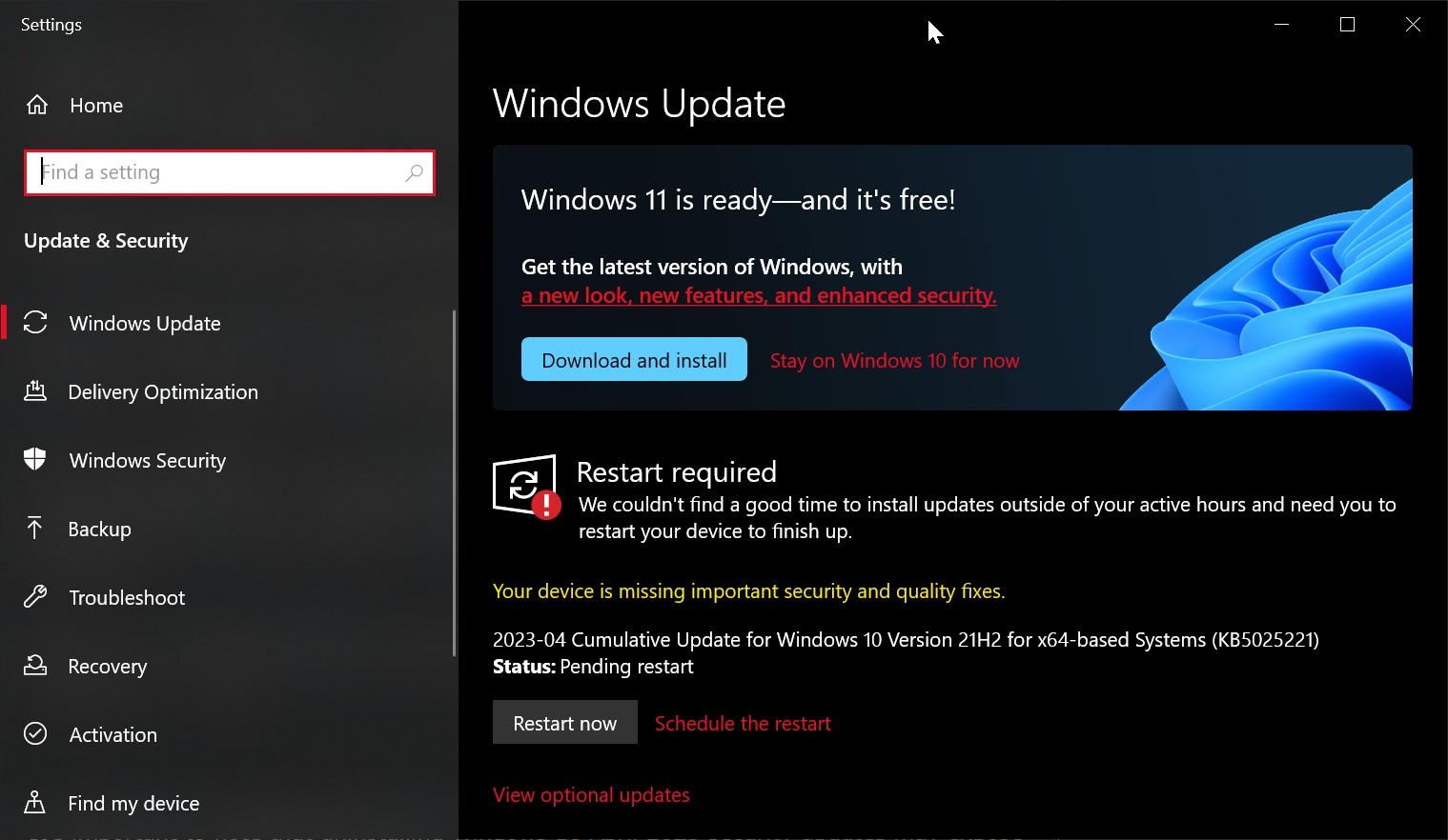 Windows-10-KB5025221-April-2023-update-issues