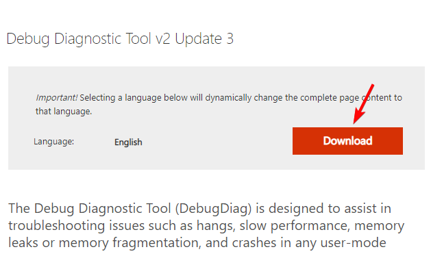 Microsoft-official-download-page-Debug-Diagnostic-Tool-v2-Update-3
