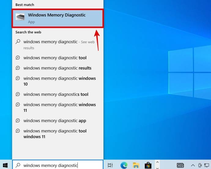 searching-for-windows-memory-diagnostic-in-windows-10-start-menu