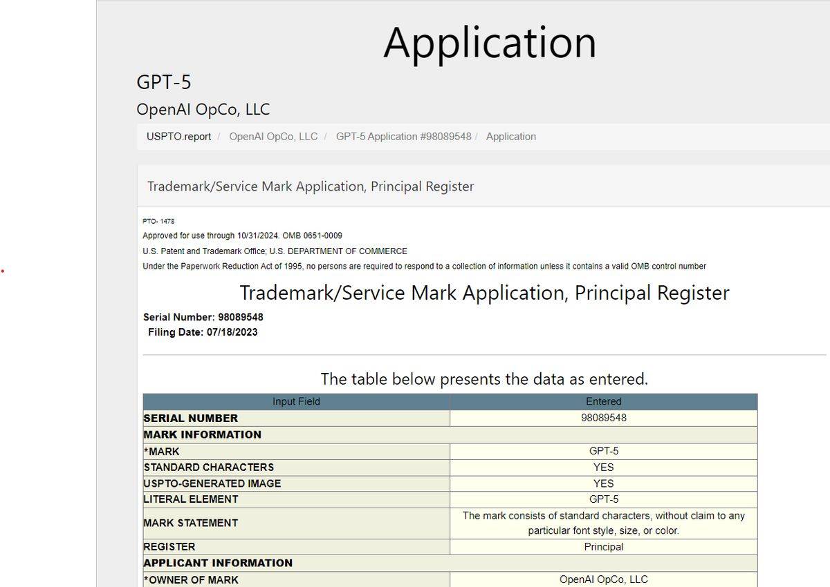 OpenAI-GPT-5-trademark-application