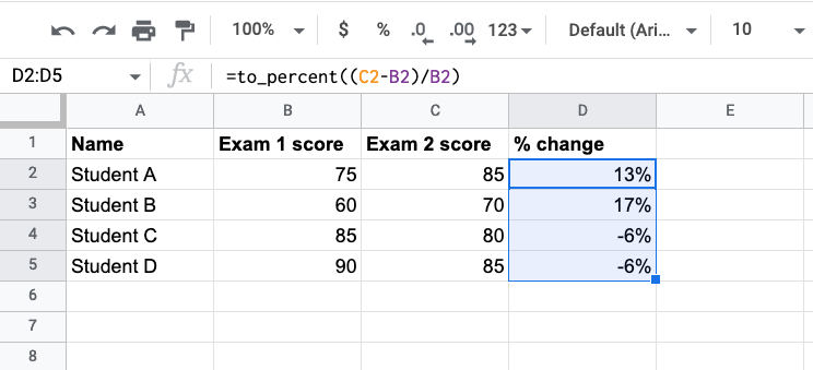 calculate-percentage-changes-in-google-sheet-12-a
