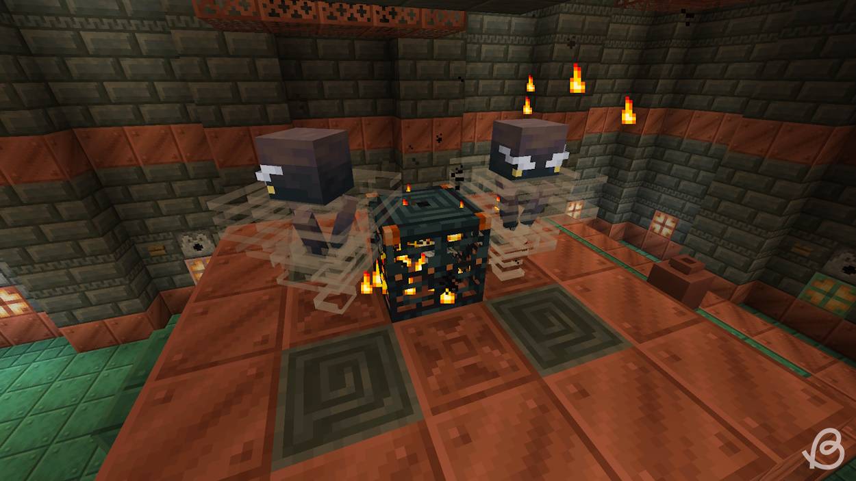 Wind-charge-Minecraft-Breezes-next-to-a-trial-spawner-inside-a-trial-chamber