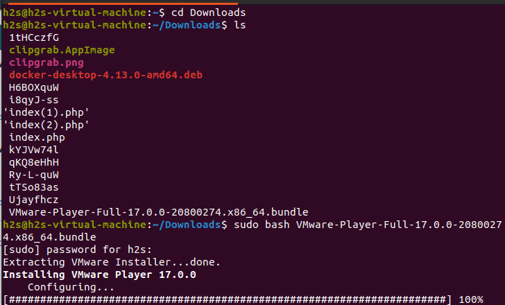Install-Vmware-Player-17-command