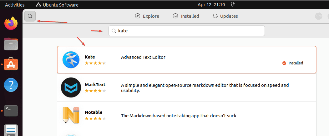 Search-for-KATE-Software-in-Ubuntu