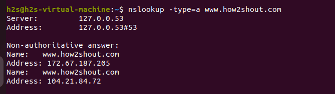 View-only-A-DNS-record-on-ubuntu-Linux-command-line